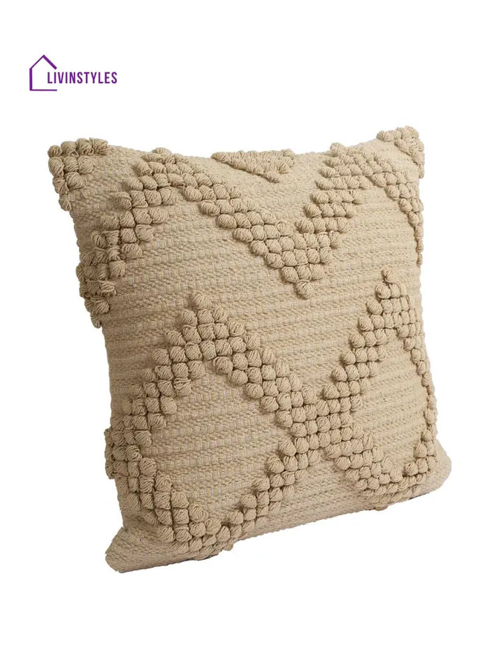Eyda Set Of 2 Cotton Beige Cushion Cover 18X18 Inch