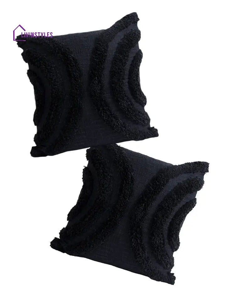 Eyda Set Of 2 Cotton Black Cushion Cover 18X18 Inch