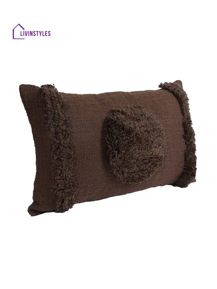 Eyda Set Of 2 Cotton Brown Cushion Cover 12X20 Inch