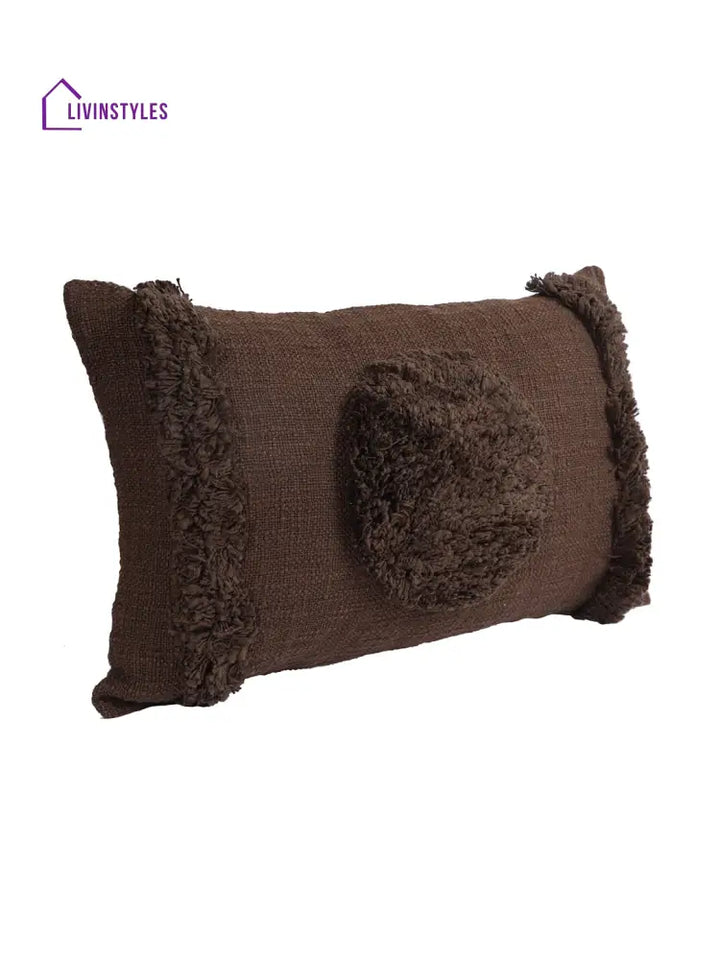 Eyda Set Of 2 Cotton Brown Cushion Cover 12X20 Inch