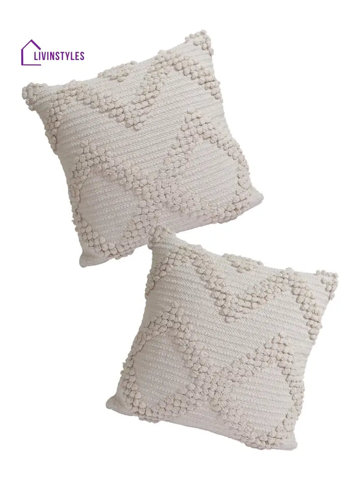 Eyda Set Of 2 Cotton Cream Cushion Cover 18X18 Inch