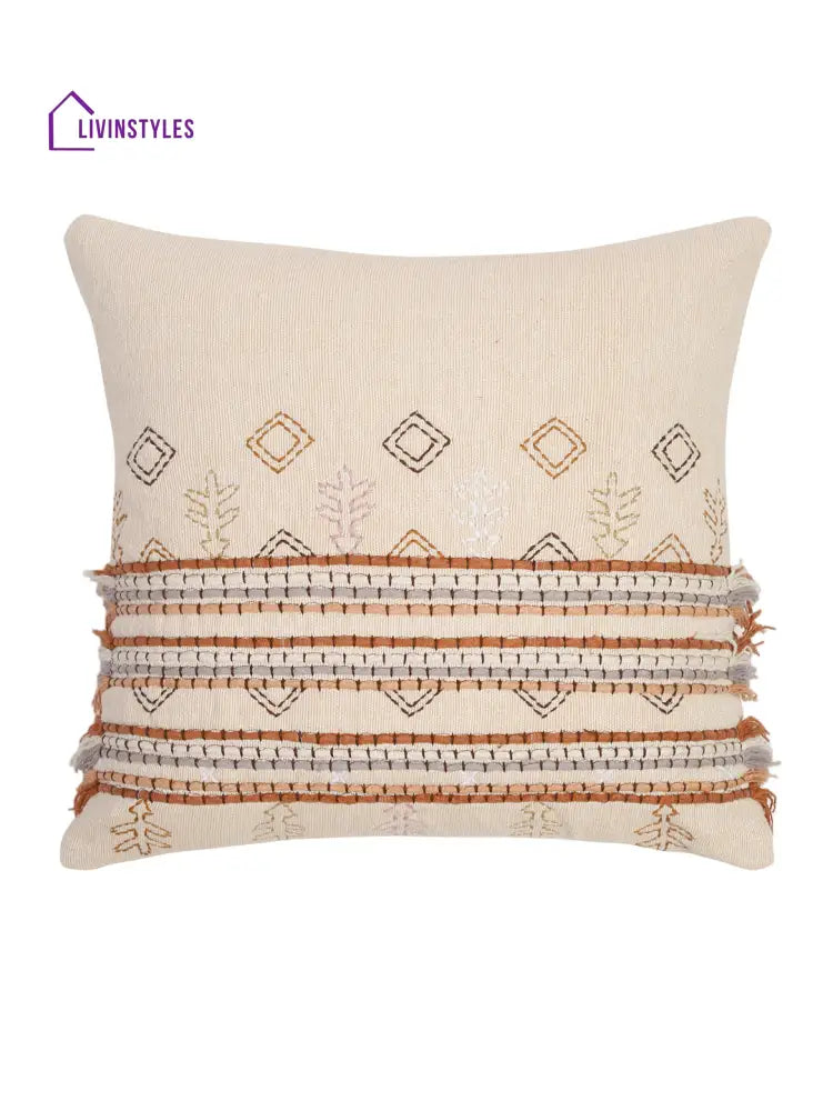 Eyda Set Of 2 Cotton Embroidered Cushion Cover 18X18 Inch