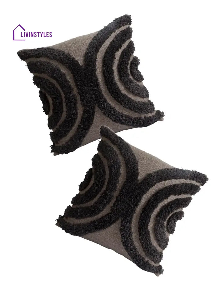 Eyda Set Of 2 Cotton Grey Cushion Cover 18X18 Inch