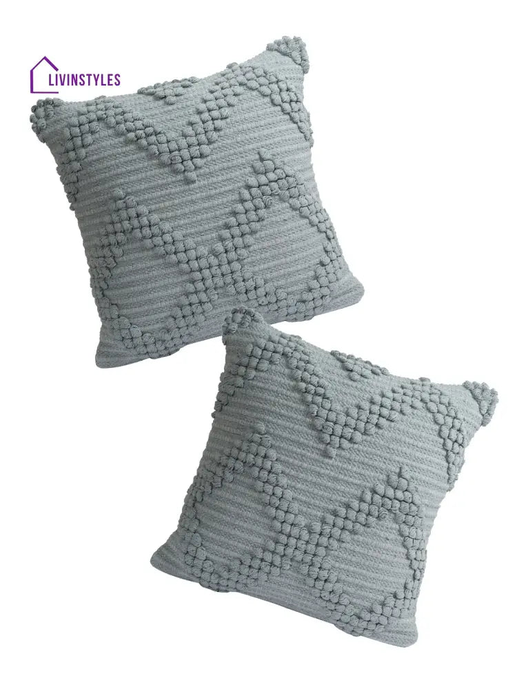Eyda Set Of 2 Cotton Light Blue Cushion Cover 18X18 Inch
