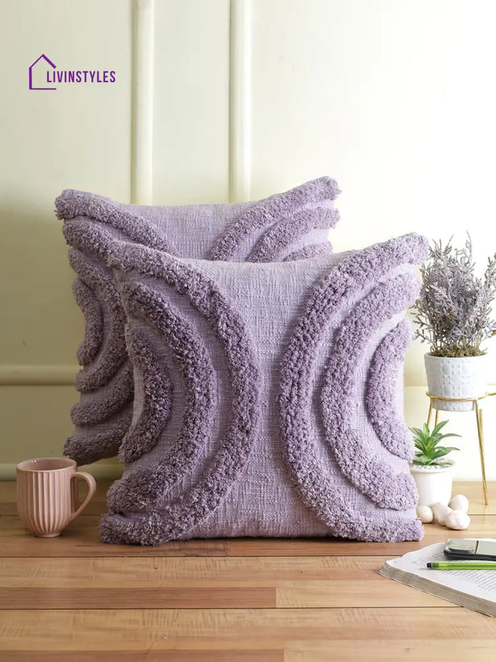 Eyda Set Of 2 Cotton Purple Cushion Cover 18X18 Inch