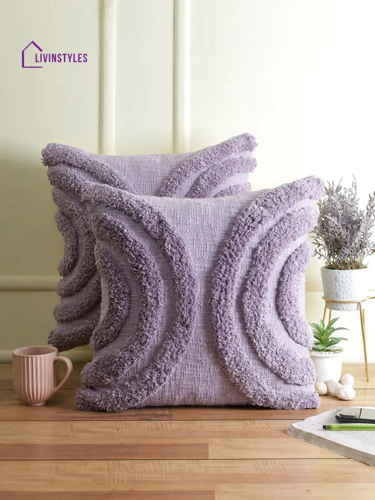 Eyda Set Of 2 Cotton Purple Cushion Cover 18X18 Inch