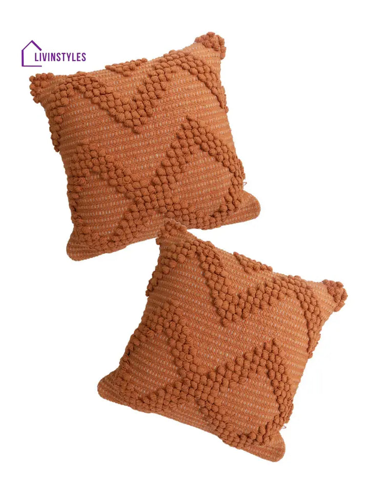 Eyda Set Of 2 Cotton Rust Cushion Cover 18X18 Inch