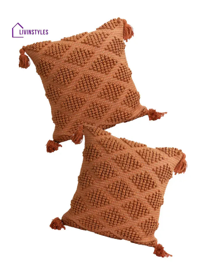 Eyda Set Of 2 Cotton Rust Cushion Cover 18X18 Inch