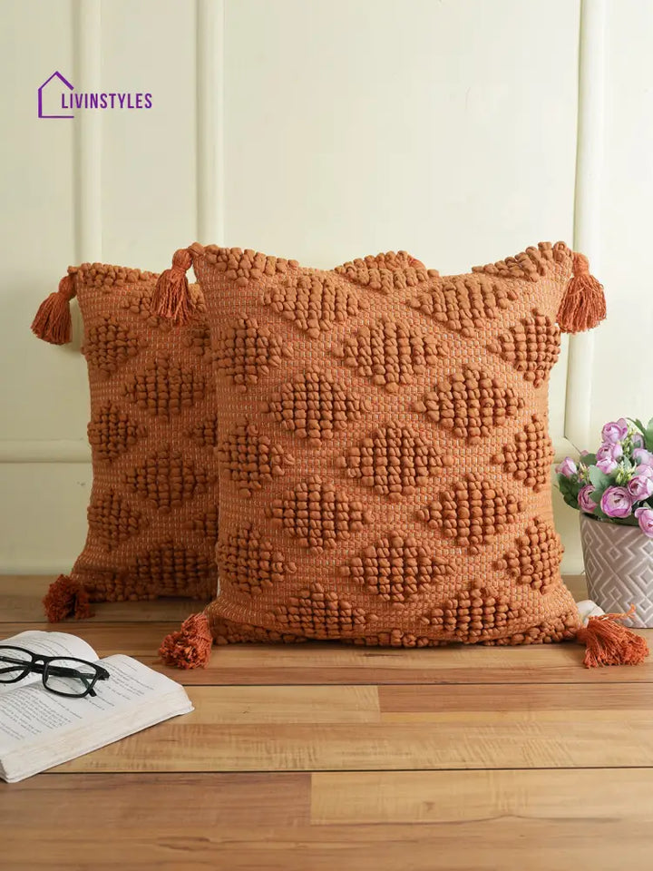 Eyda Set Of 2 Cotton Rust Cushion Cover 18X18 Inch