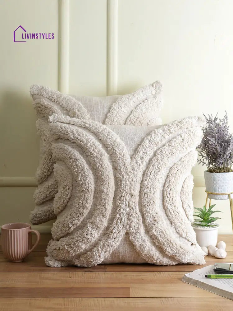 Eyda Set Of 2 Cotton White Cushion Cover 18X18 Inch