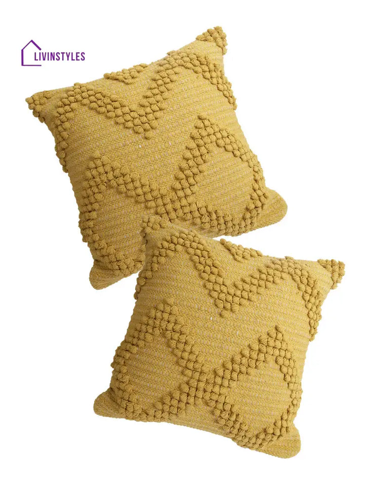 Eyda Set Of 2 Cotton Yellow Cushion Cover 18X18 Inch