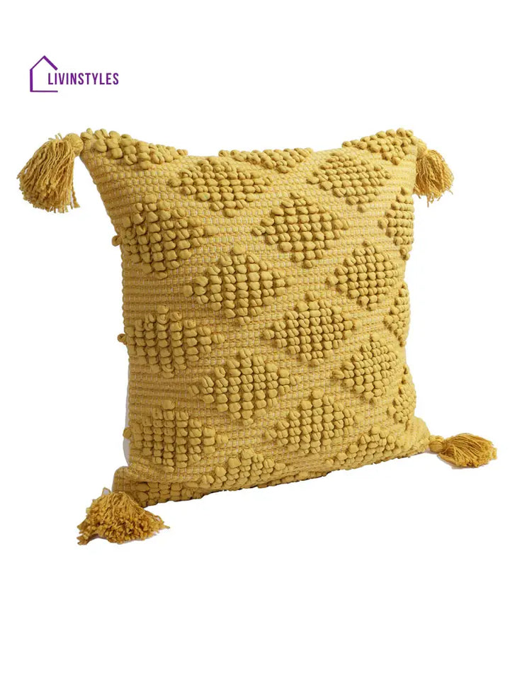 Eyda Set Of 2 Cotton Yellow Cushion Cover 18X18 Inch