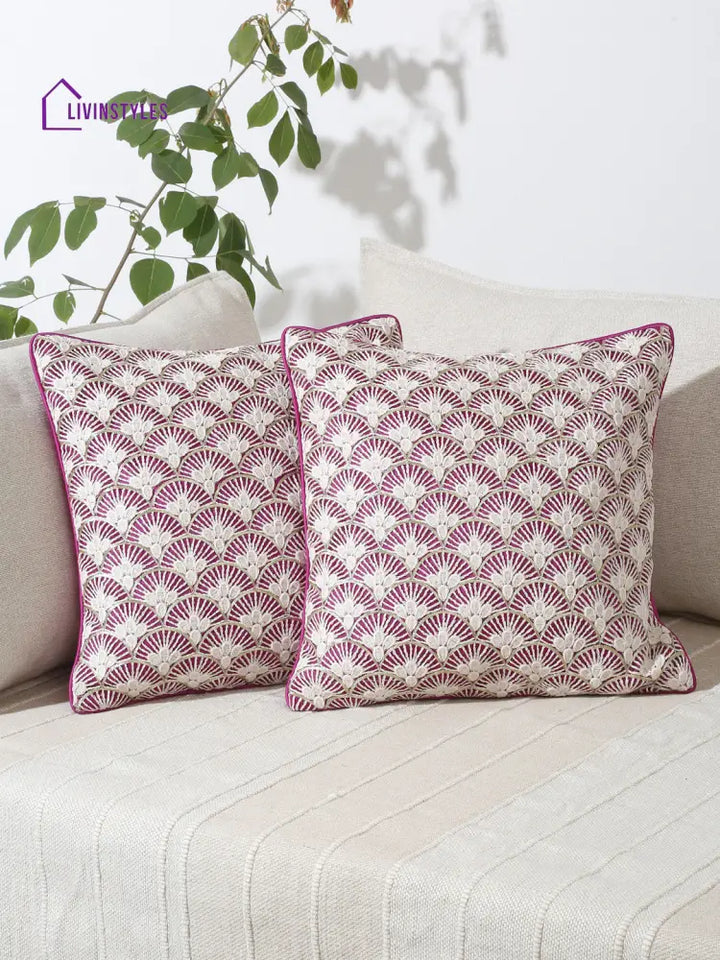 Eyda Set Of 2 Embroidered Cushion Covers