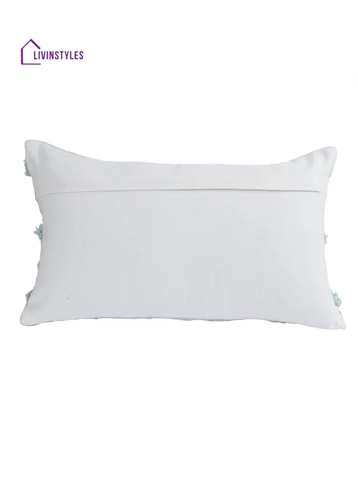 Eyda Set Of 2 Sky Blue Color Cotton Cushion Cover-12X20 Inch