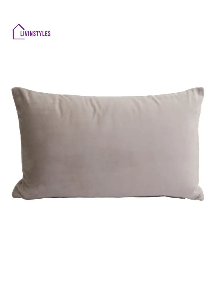 Eyda Set Of 2 Velvet Grey Emroidered Cushion Cover 12X20 Inch