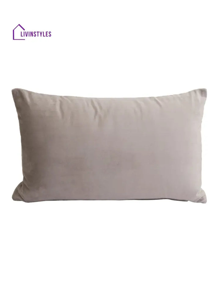 Eyda Set Of 2 Velvet Grey Emroidered Cushion Cover 12X20 Inch