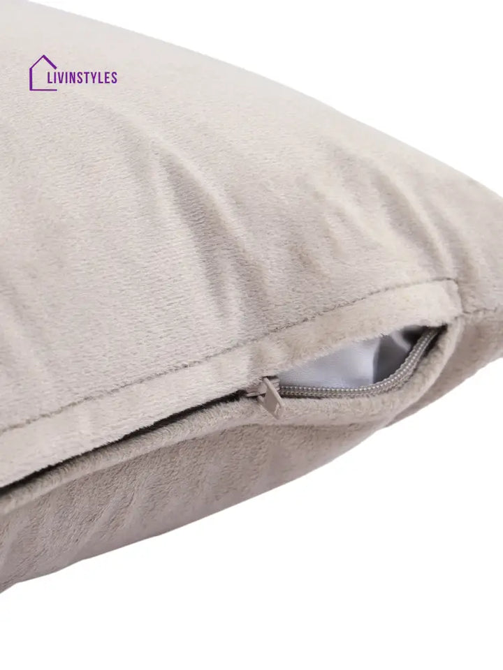 Eyda Set Of 2 Velvet Grey Emroidered Cushion Cover 12X20 Inch