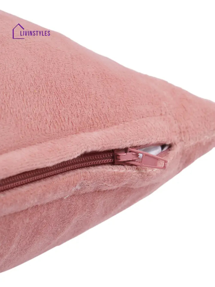 Eyda Set Of 2 Velvet Pink Emroidered Cushion Cover 12X20 Inch