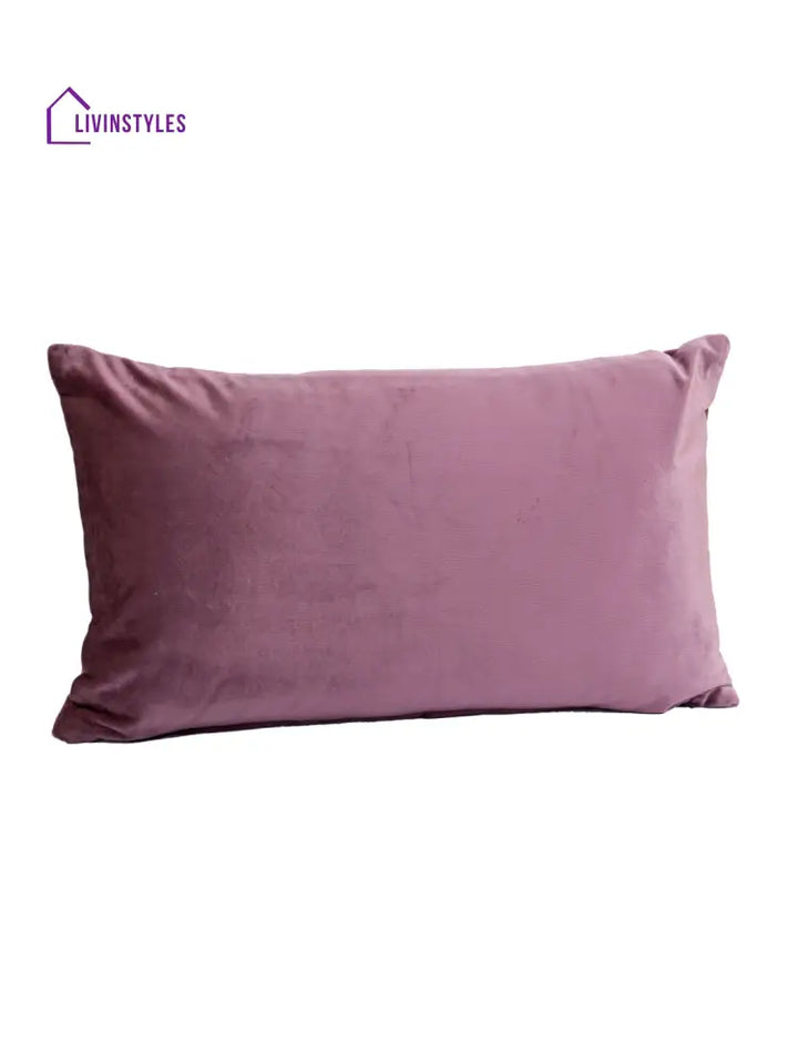 Eyda Set Of 2 Velvet Purple Emroidered Cushion Cover 12X20 Inch
