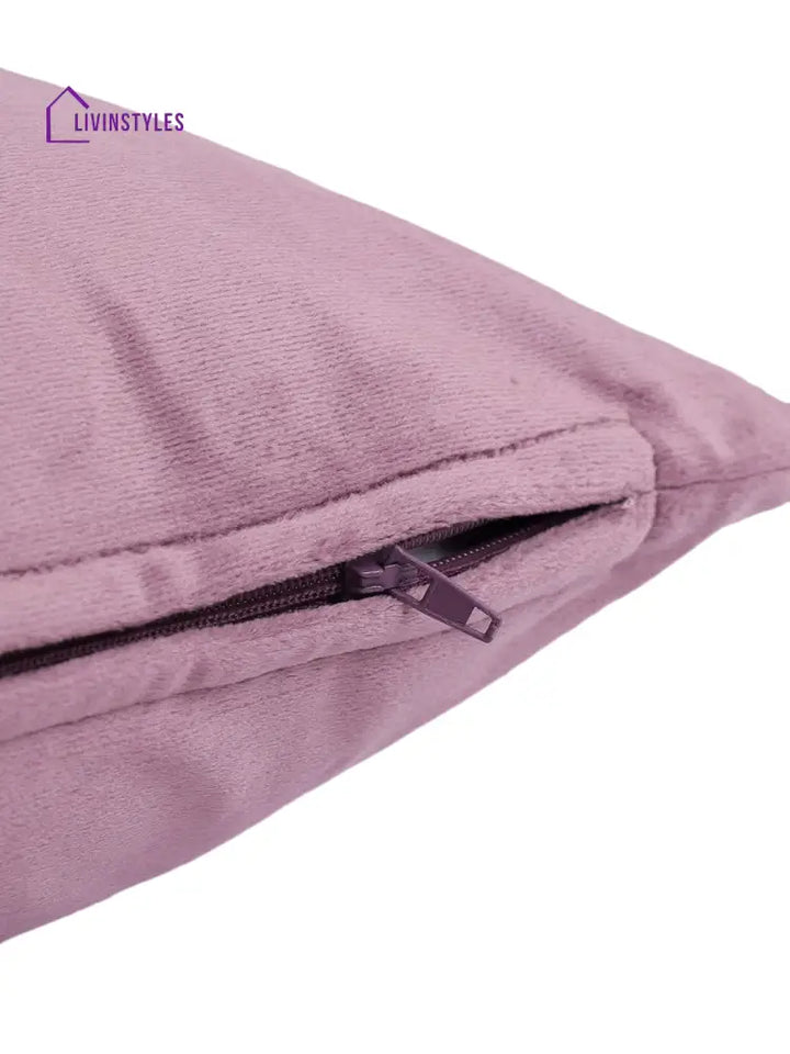 Eyda Set Of 2 Velvet Purple Emroidered Cushion Cover 12X20 Inch