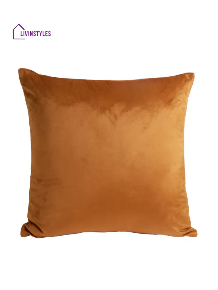 Eyda Set Of 2 Velvet Rust Emroidered Cushion Cover 18X18 Inch