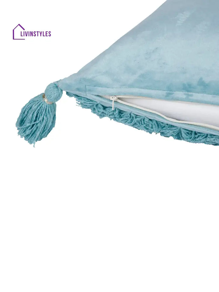 Eyda Super Soft Aqua Color Set Of 2 Cushion Cover-18X18 Inch