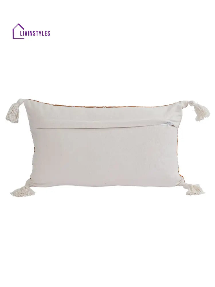 Eyda Super Soft Rust Color Set Of 2 Embroidered Cushion Cover-12X20 Inch