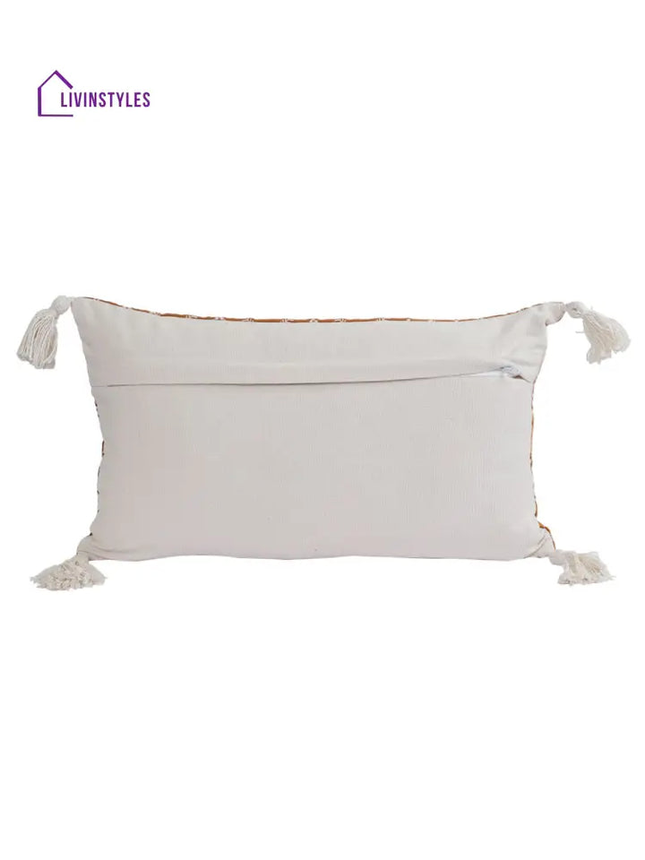 Eyda Super Soft Rust Color Set Of 2 Embroidered Cushion Cover-12X20 Inch