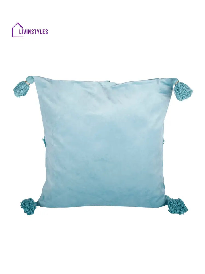 Eyda Super Soft Velvet Aqua Color Set Of 2 Cushion Cover-18X18 Inch
