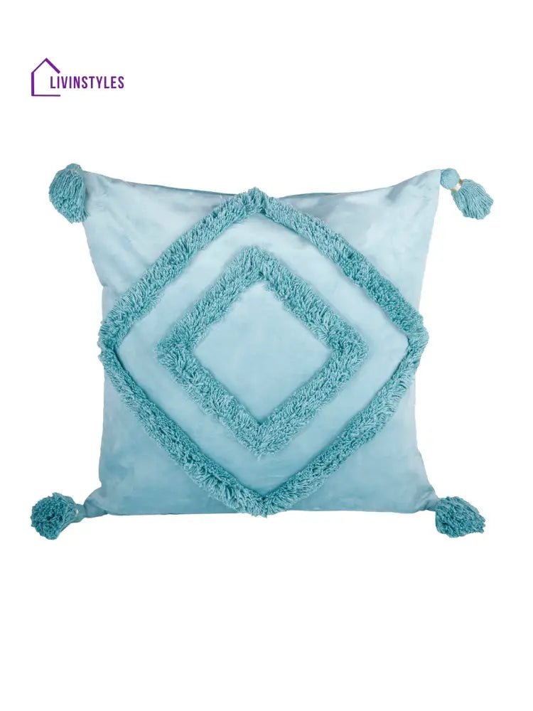 Eyda Super Soft Velvet Aqua Color Set Of 2 Cushion Cover-18X18 Inch