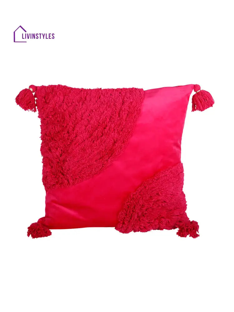 Eyda Super Soft Velvet Fuchsia Color Set Of 2 Cushion Cover-18X18 Inch