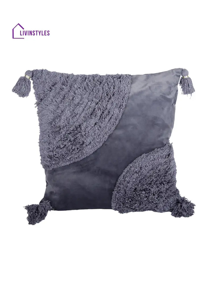 Eyda Super Soft Velvet Grey Color Set Of 2 Cushion Cover-18X18 Inch