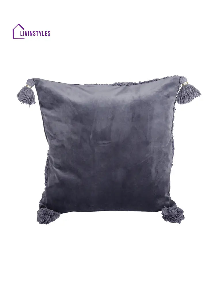 Eyda Super Soft Velvet Grey Color Set Of 2 Cushion Cover-18X18 Inch