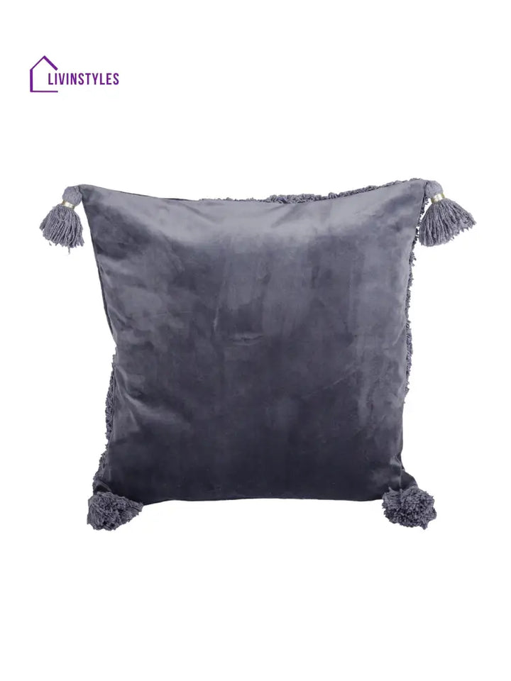 Eyda Super Soft Velvet Grey Color Set Of 2 Cushion Cover-18X18 Inch