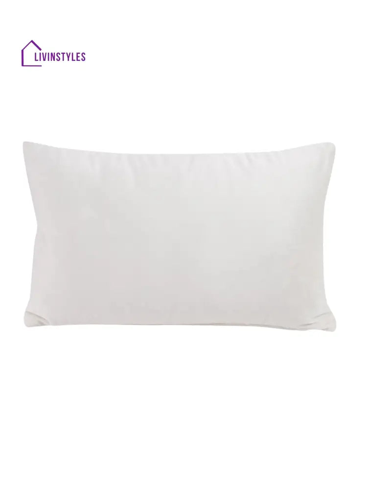 Eyda Super Soft Velvet Ivory Color Set Of 2 Quilted Cushion Cover-12X20 Inch