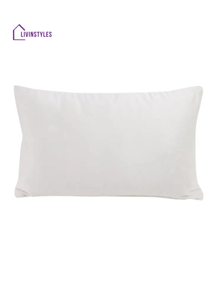 Eyda Super Soft Velvet Ivory Color Set Of 2 Quilted Cushion Cover-12X20 Inch