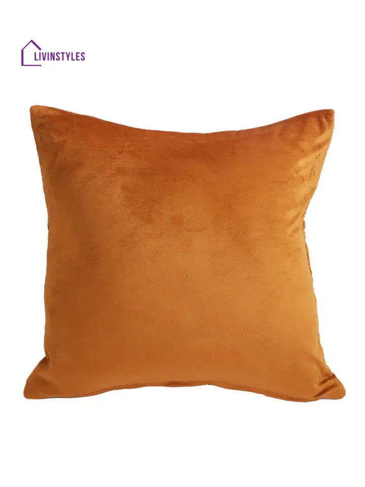 Eyda Super Soft Velvet Rust Color Set Of 2 Quilted Cushion Cover-18X18 Inch