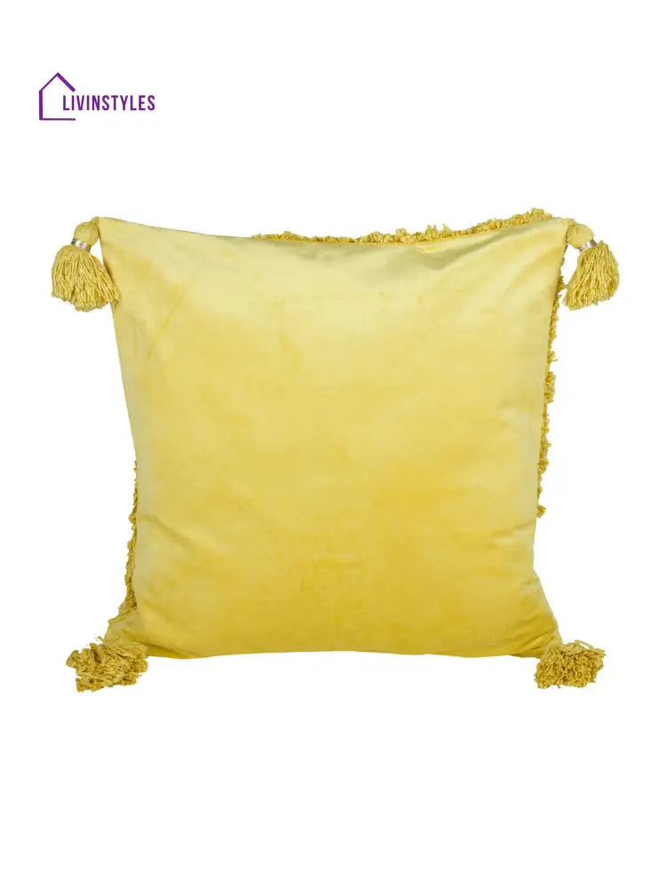 Eyda Super Soft Velvet Yellow Color Set Of 2 Cushion Cover-18X18 Inch