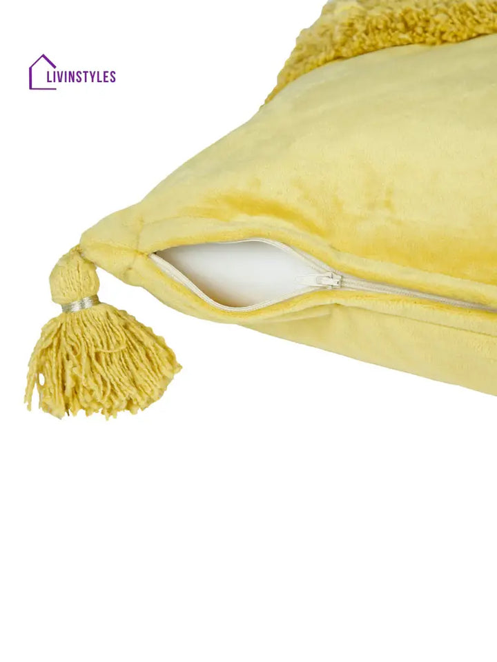 Eyda Super Soft Velvet Yellow Color Set Of 2 Cushion Cover-18X18 Inch