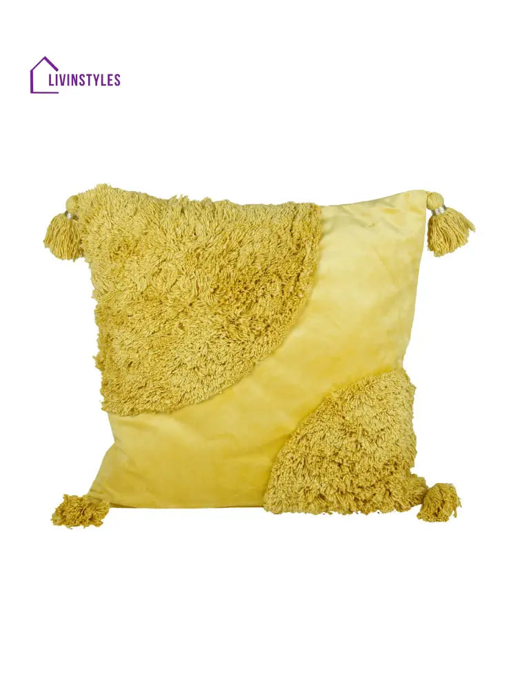 Eyda Super Soft Velvet Yellow Color Set Of 2 Cushion Cover-18X18 Inch