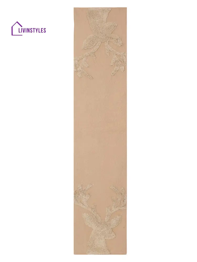 Eyda Taupe Colored Cotton Tufted Table Runner
