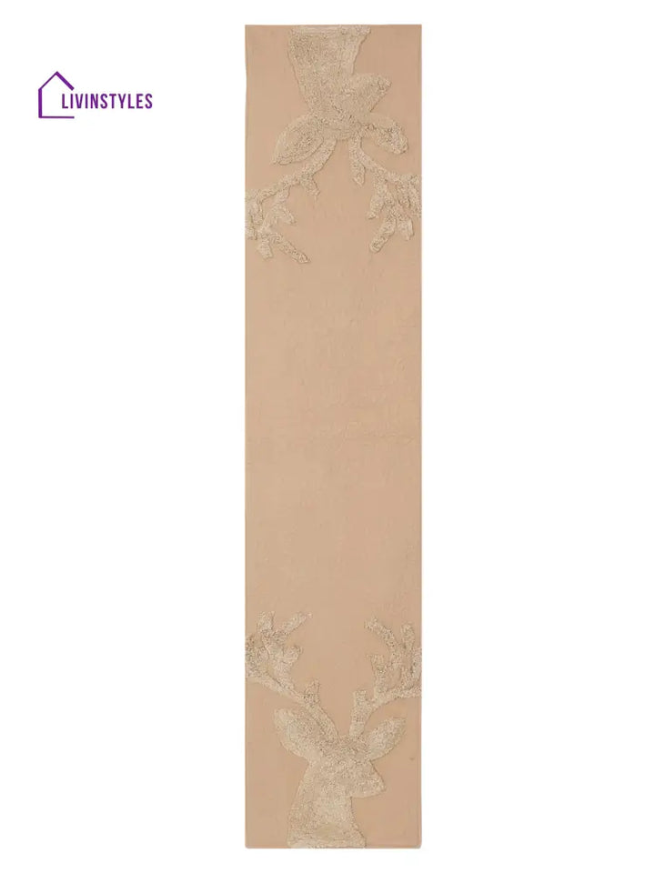 Eyda Taupe Colored Cotton Tufted Table Runner
