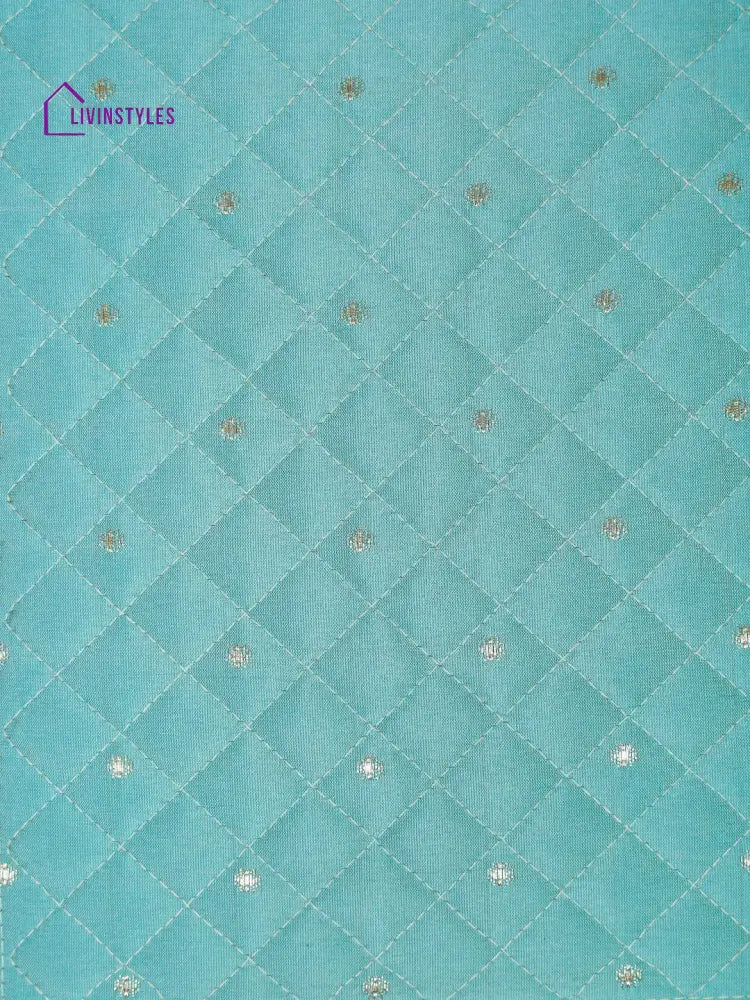 Eyda Turquoise Color Quilted Cushion Covers Set Of 2 - 16X16 Inch