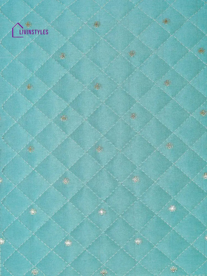 Eyda Turquoise Color Quilted Cushion Covers Set Of 2 - 16X16 Inch