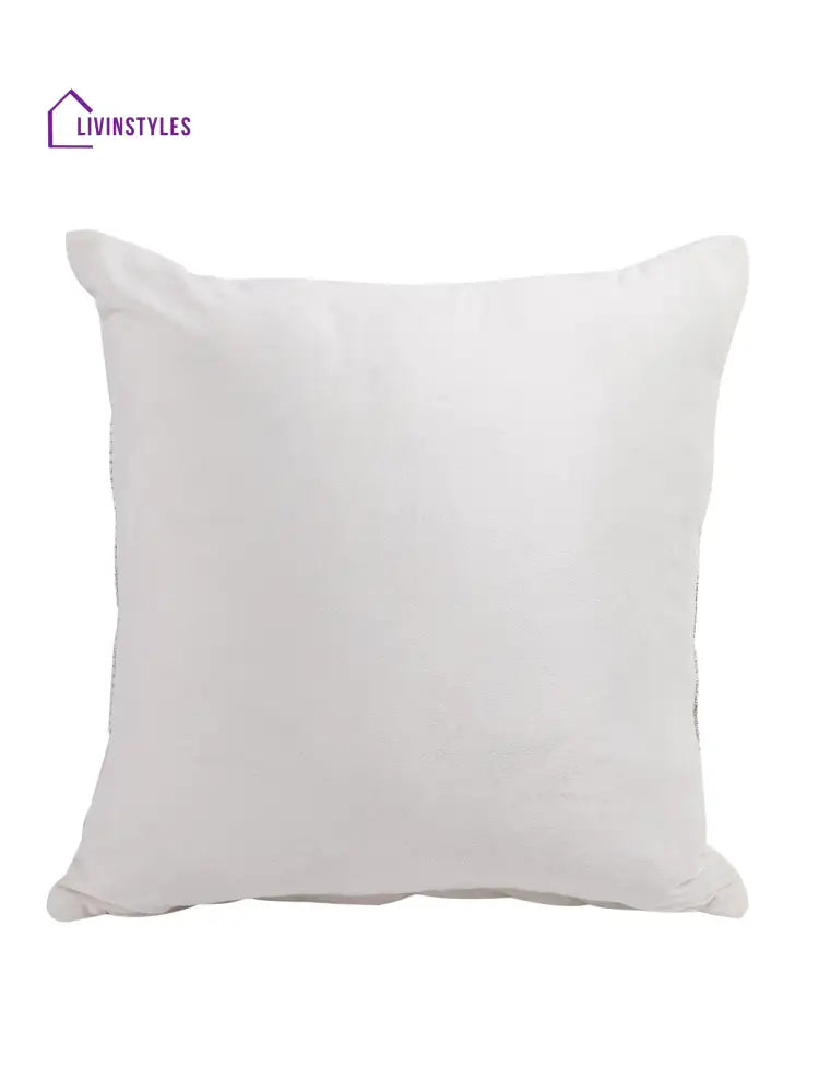 Eyda Velvet Ivory Color Beaded Cushion Cover Set Of 2-18X18 Inch