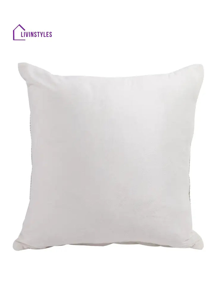 Eyda Velvet Ivory Color Beaded Cushion Cover Set Of 2-18X18 Inch