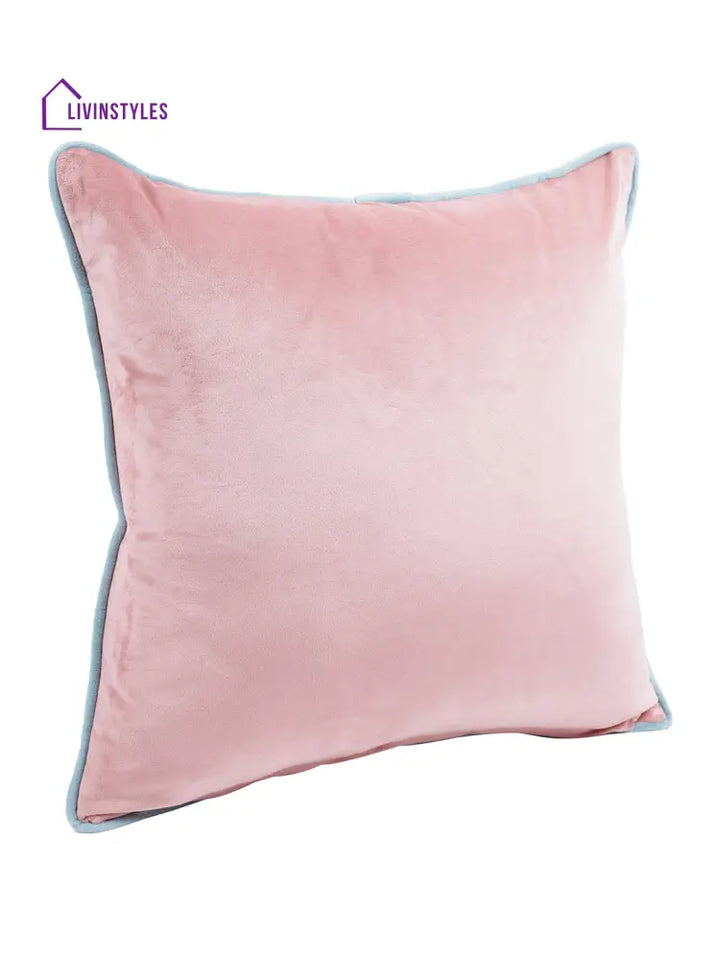 Eyda Velvet Peach Color Cushion Cover Set Of 2-18X18 Inch