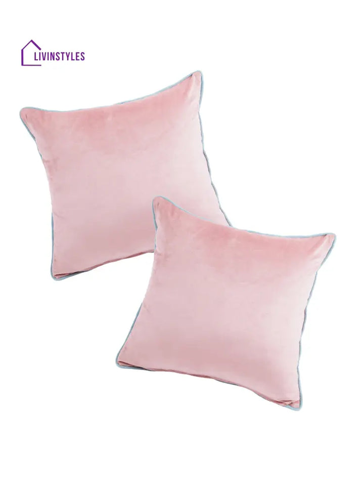 Eyda Velvet Peach Color Cushion Cover Set Of 2-18X18 Inch