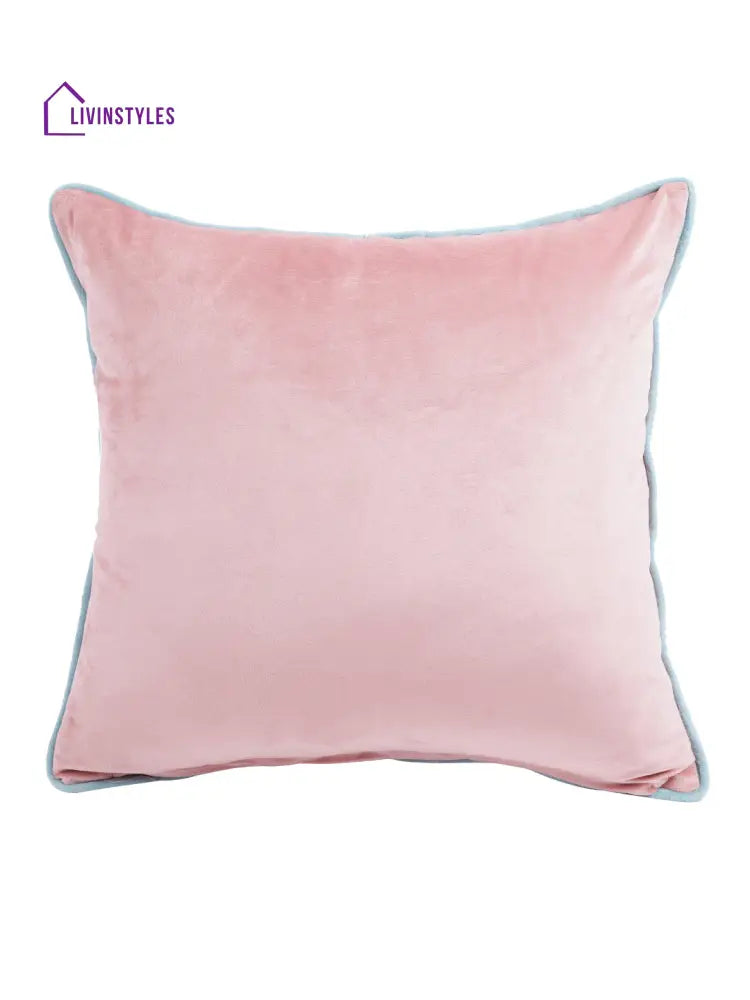 Eyda Velvet Peach Color Cushion Cover Set Of 2-18X18 Inch