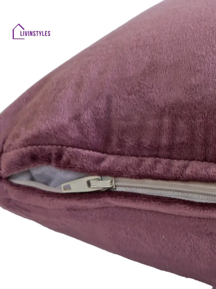 Eyda Velvet Purple Color Beaded Sequin Set Of 2 Cushion Cover-18X18 Inch
